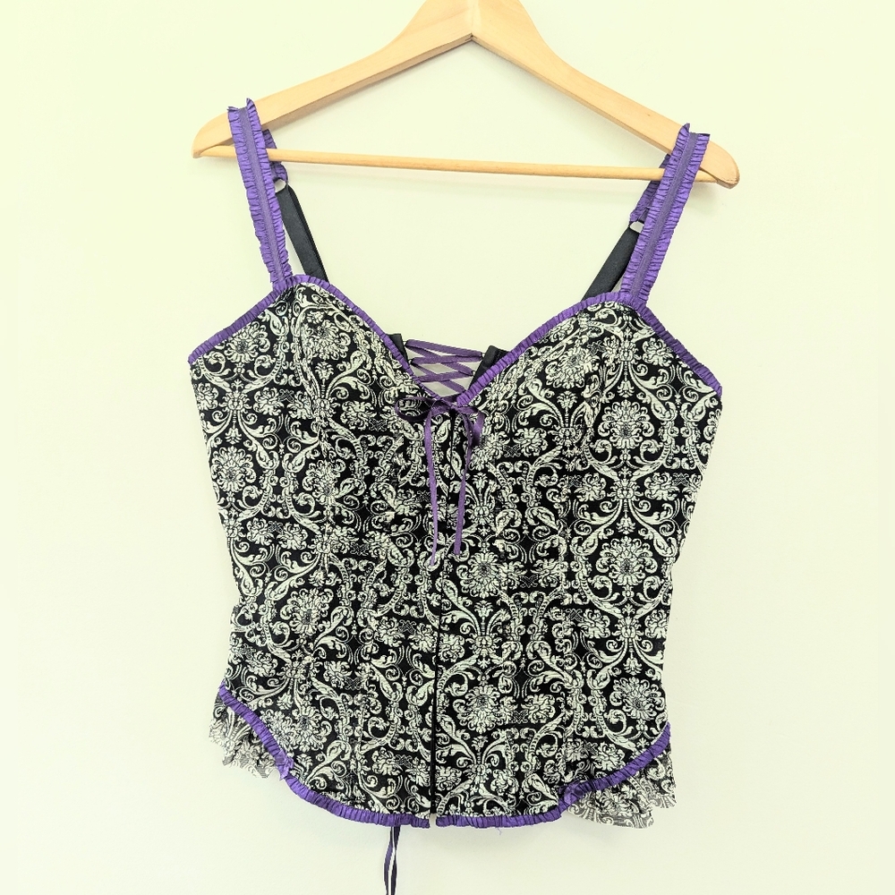 Cacique Baroque Mesh Corset Top Romantic Coquette Y2K‎ Whimsigoth